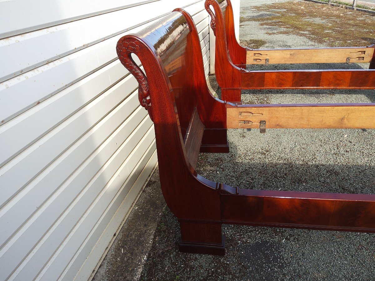Pair Of Restoration Period Swan Neck Beds-photo-4